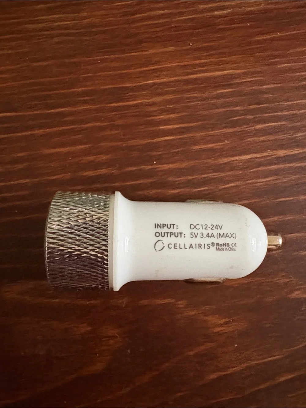 White & Silver Dual USB Car Charger - 5V 3.4A